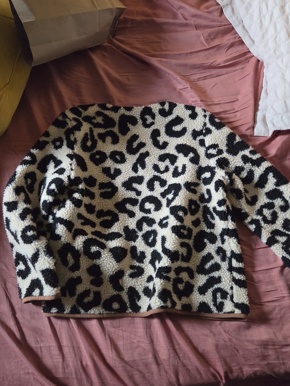 Leopard Print Sherpa Jacket - Cream & Black - Picture 7 of 7